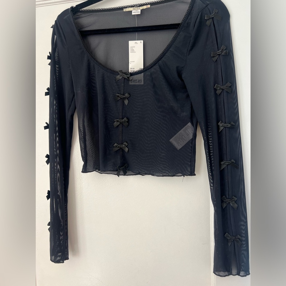 NWT Urban Outfitters Sheer Bow Top
